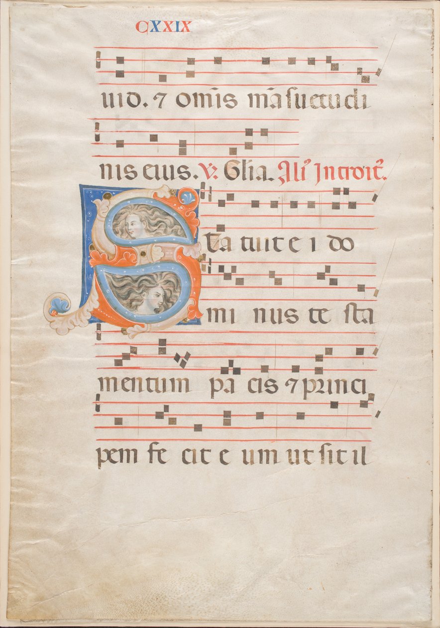Podwójny listek z Graduału, ok. 1325 (atrament, tempera i listek złota na welinie) autorstwa Italian School