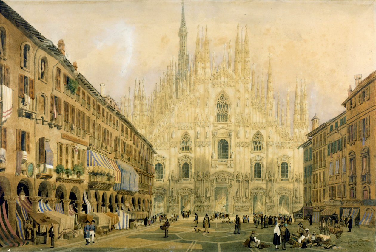 Plac Duomo i katedra w Mediolanie. 1811. autorstwa Italian School