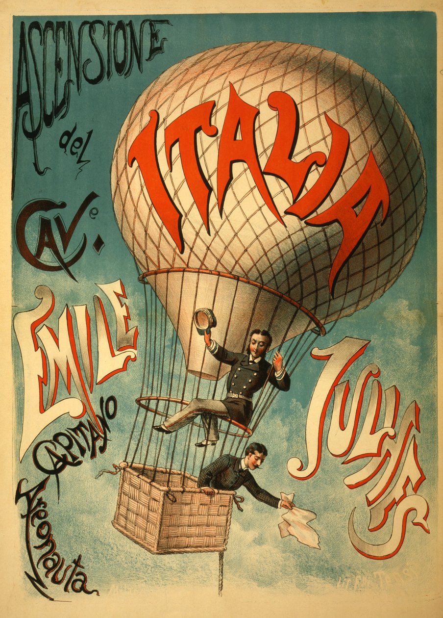 Emile Julhes, Aeronauta, ok. 1890 r. autorstwa Italian School