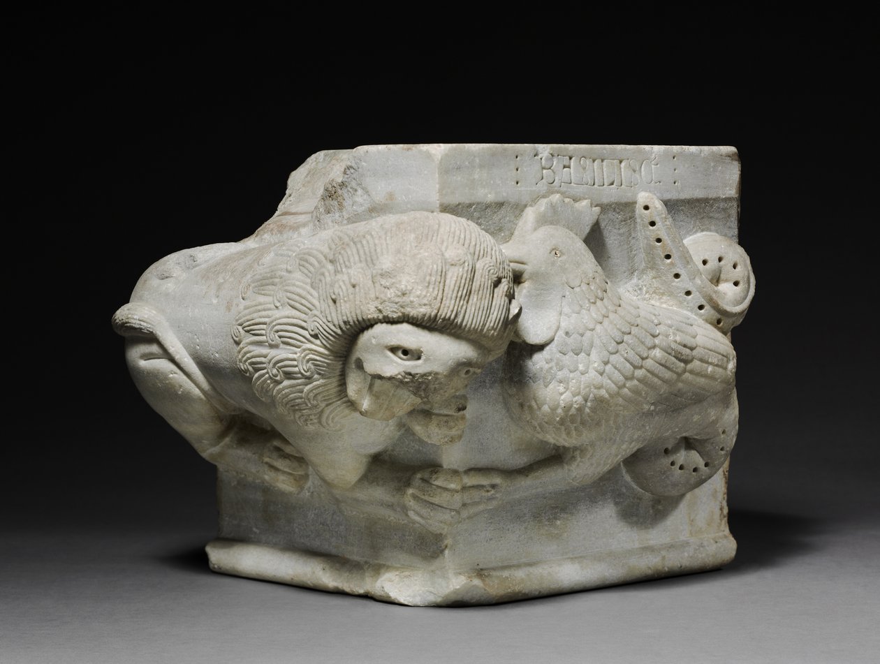 Zaangażowana stolica z lwem i bazyliszkiem, 1175-1200 autorstwa Italian School