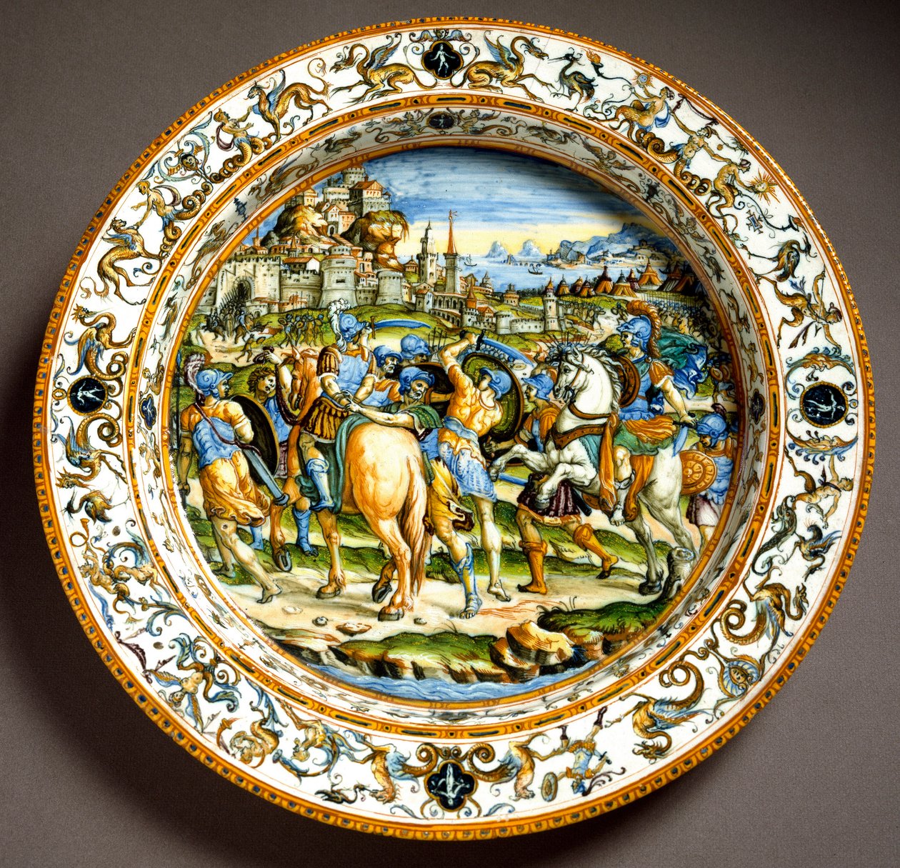 Epizod z życia Julesa Cesara Talerz ceramiczny wyprodukowany w Urbino w warsztacie Fontana we Włoszech. 1550 wokół Florencji, Museo Nazionale del Bargello autorstwa Italian School