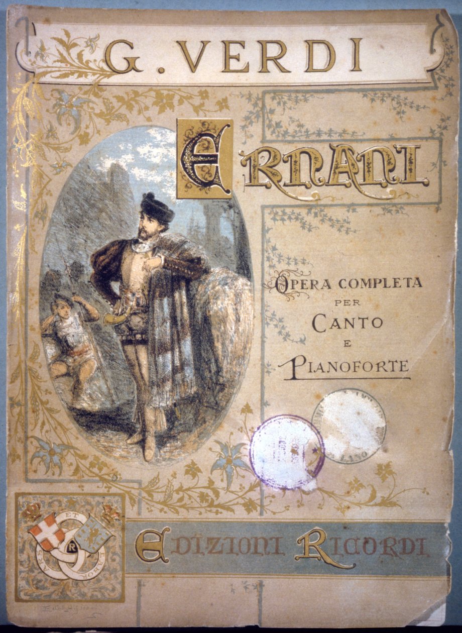 Ernani Verdiego, okładka do partytury na pieśń i fortepian, sd XIX w. autorstwa Italian School
