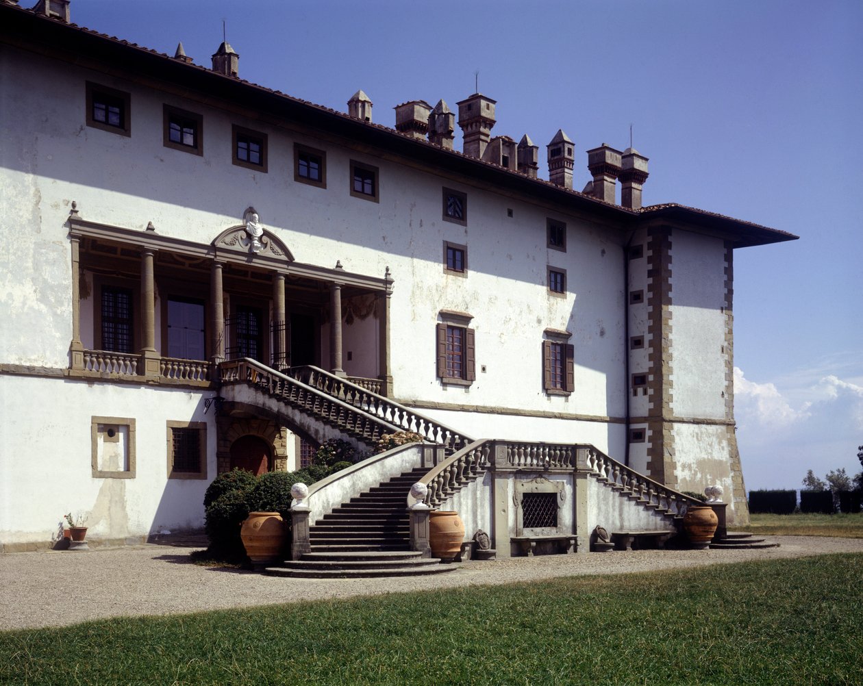 Fasada Villa Medicea, zwana Ferdynanda lub willa stu chiminów w Artimino autorstwa Italian School