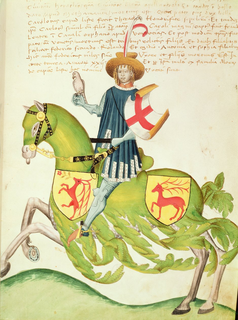 Falconer, z „Codex Capodilista” (welum) autorstwa Italian School