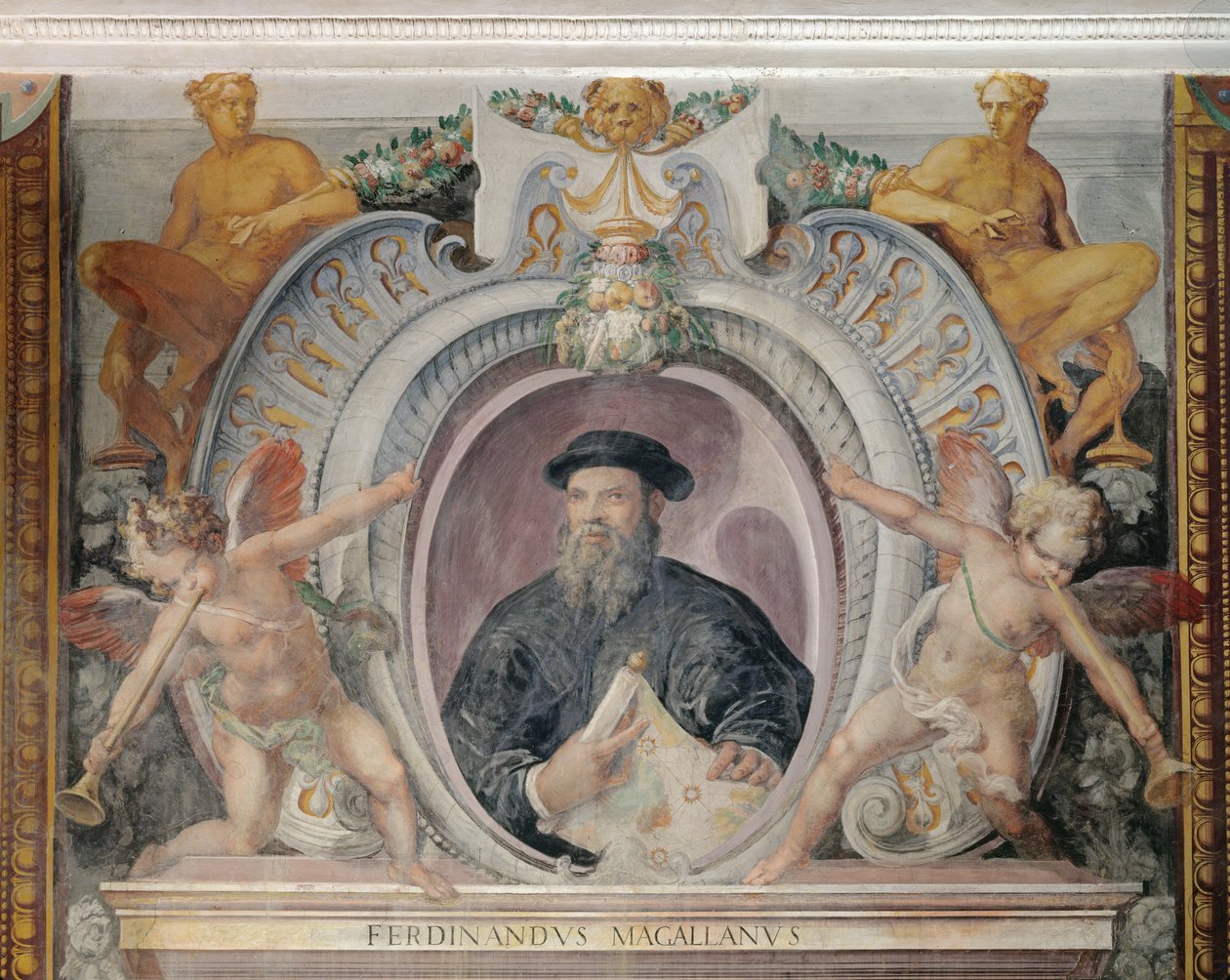 Ferdinand Magellan, w Sala del Mappamondo autorstwa Italian School