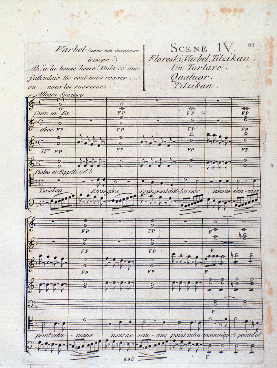 Pierwsza strona Nuty Lodoiska (scena 4), opera Luigiego Cherubiniego autorstwa Italian School