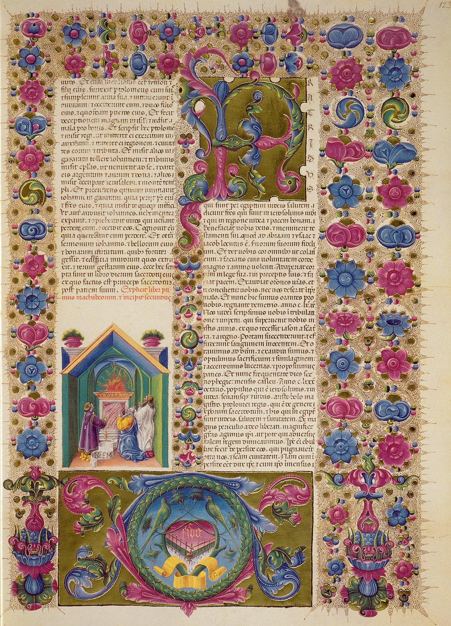 Fol.123r Otwarcie II Księgi Machabejskiej, z Biblii Borso d
