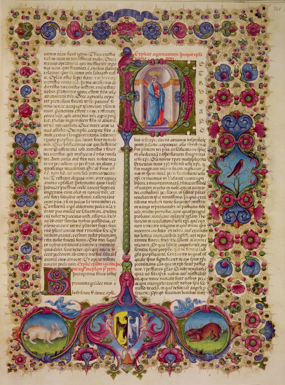 Fol.231r Pierwszy List św. Piotra do Apostołów, z Biblii Borso d