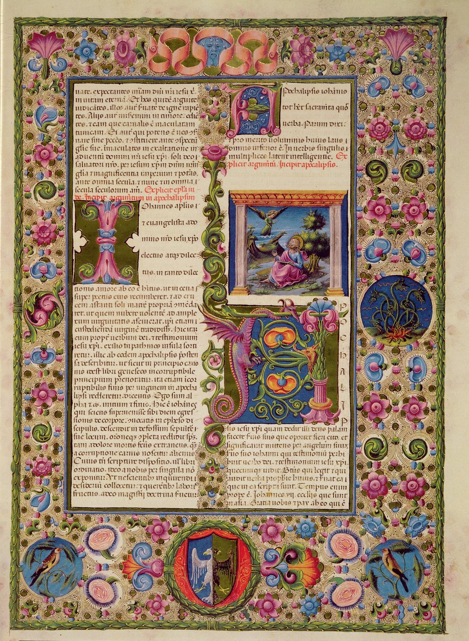 Fol.236r Otwarcie do Księgi Apokalipsy, z Biblii Borso d