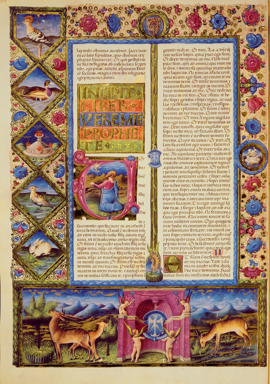 Fol.25v Otwarcie Księgi Jeremiasza, z Biblii Borso d