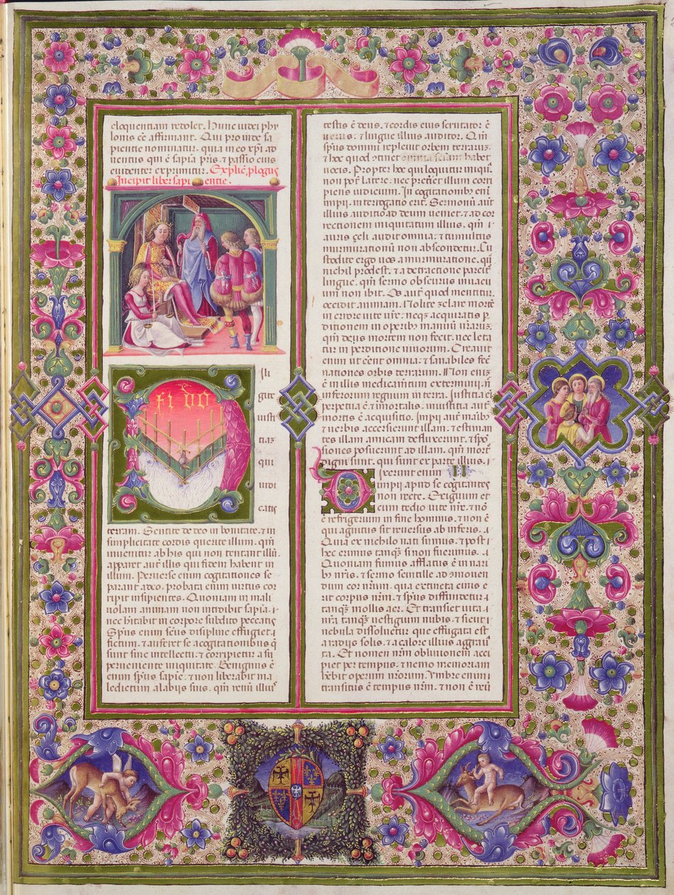 Fol.286r Otwarcie na Księgę Mądrości, z Biblii Borso d