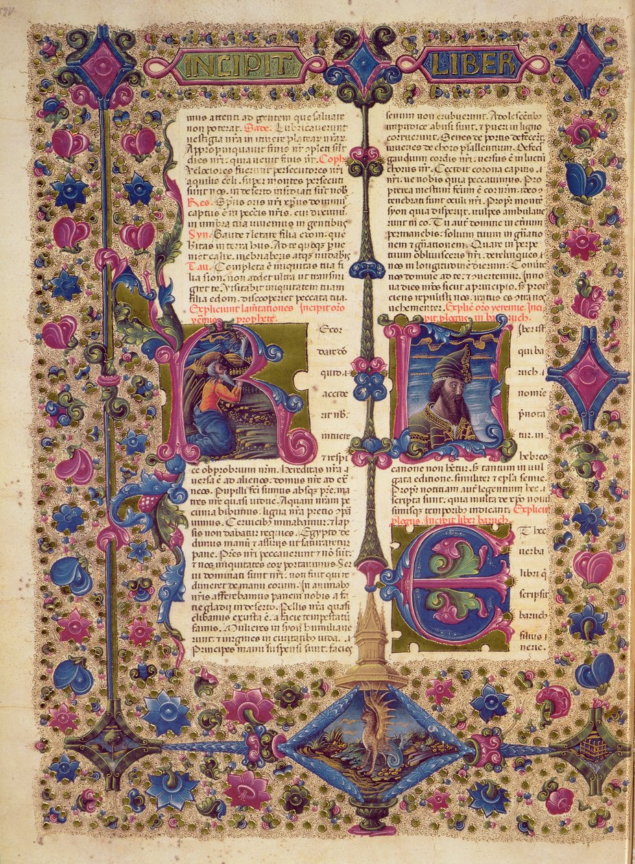 Fol.52v Otwarcie do Księgi Proroka Barucha, z Biblii Borso d