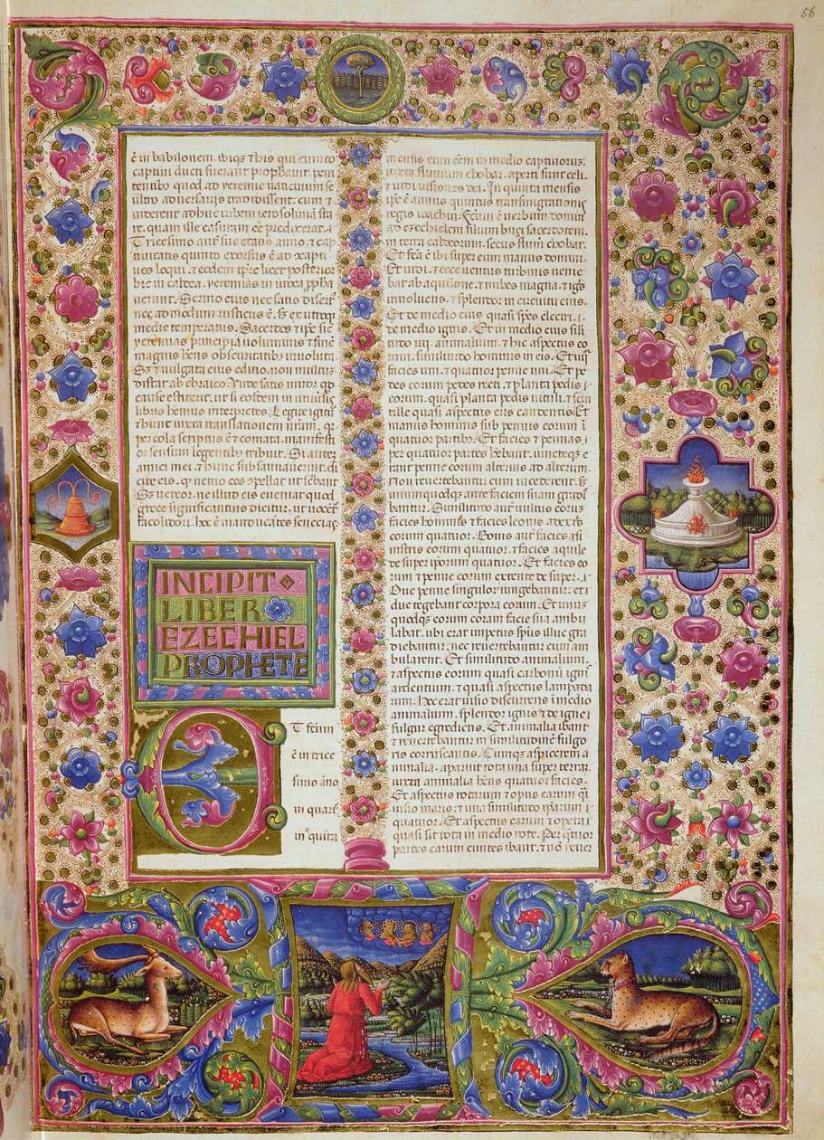Fol.56r Otwarcie do Księgi Ezechiela, z Biblii Borso d