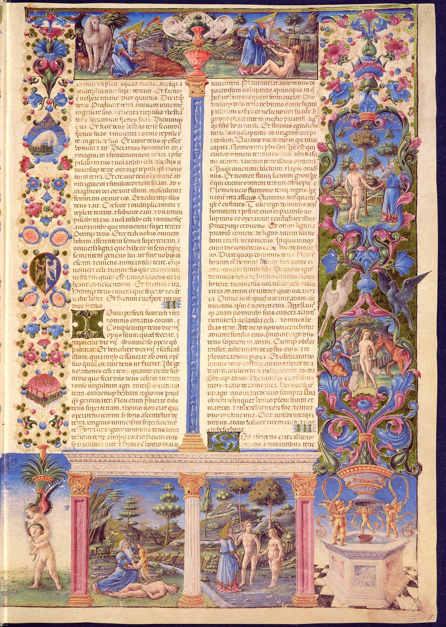 Fol.6r Genesis. Stworzenie Adama i Ewy z Biblii Borso d