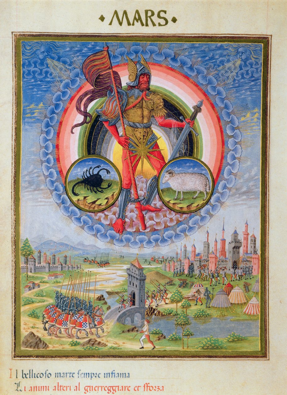 Fol.7v Planeta Mars, z „De Sphaera” autorstwa Italian School