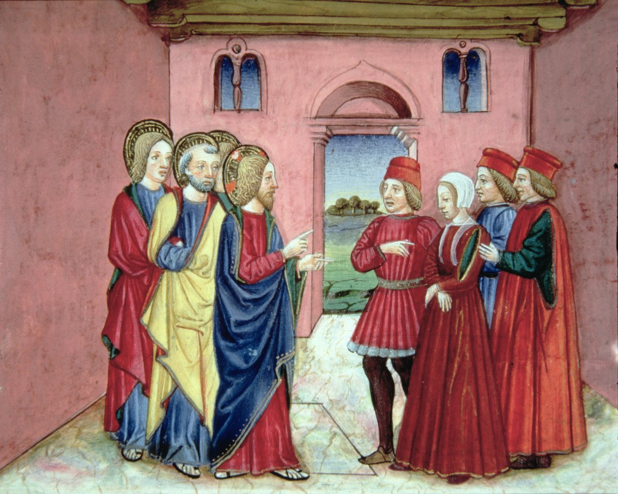 Fol.89R Faryzeusze przedstawiają Chrystusowi kobietę przyłapaną na cudzołóstwie (welum) autorstwa Italian School