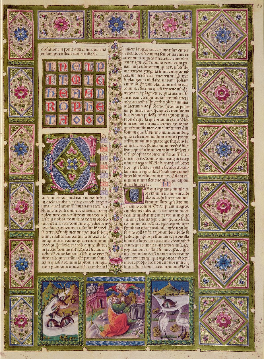Fol.97r Otwarcie do Księgi Proroka Micheasa, z Biblii Borso d