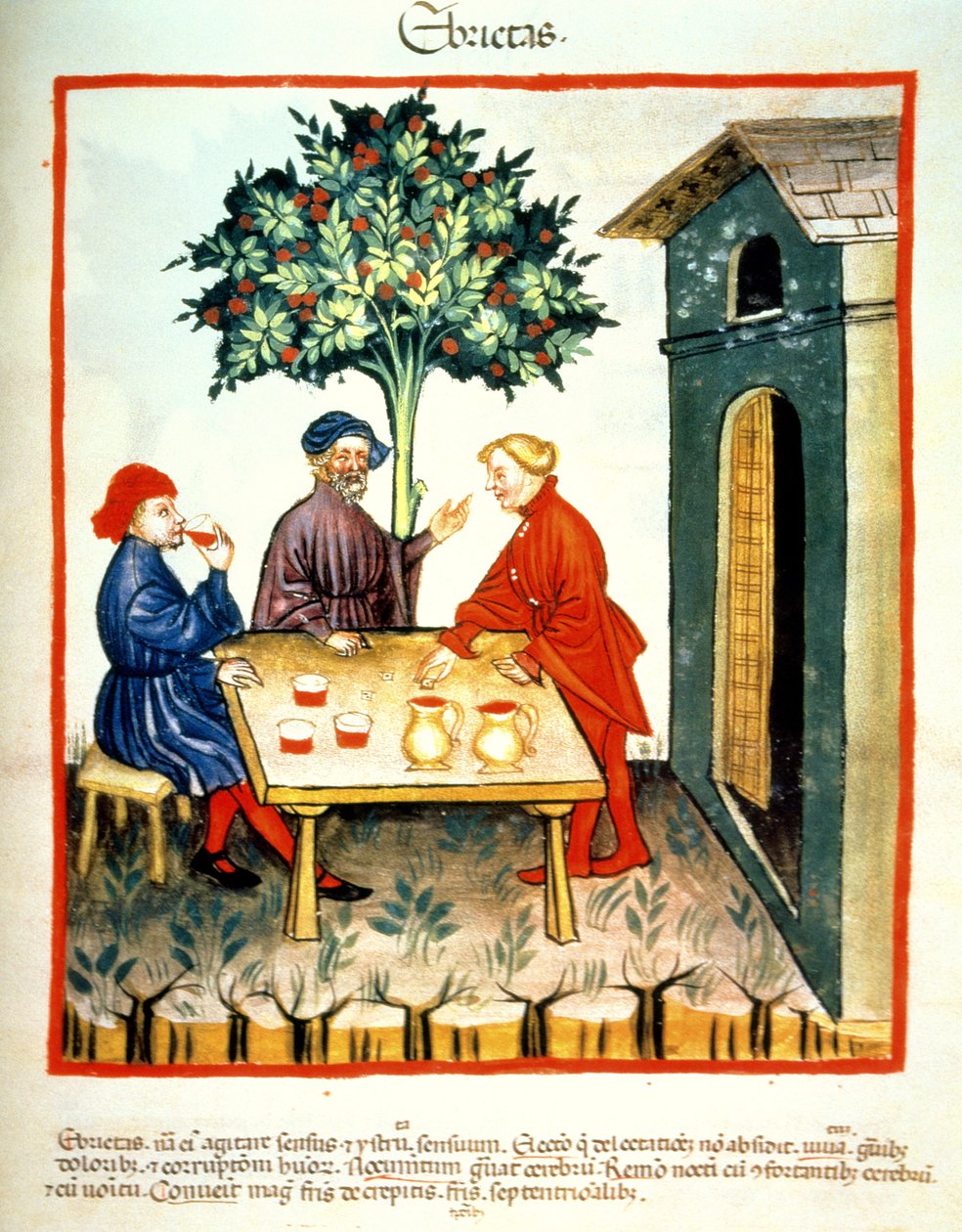 Fol.99r Pijaństwo, ilustracja z Tacuinum Santiatis Codex Vindobonensis autorstwa Italian School