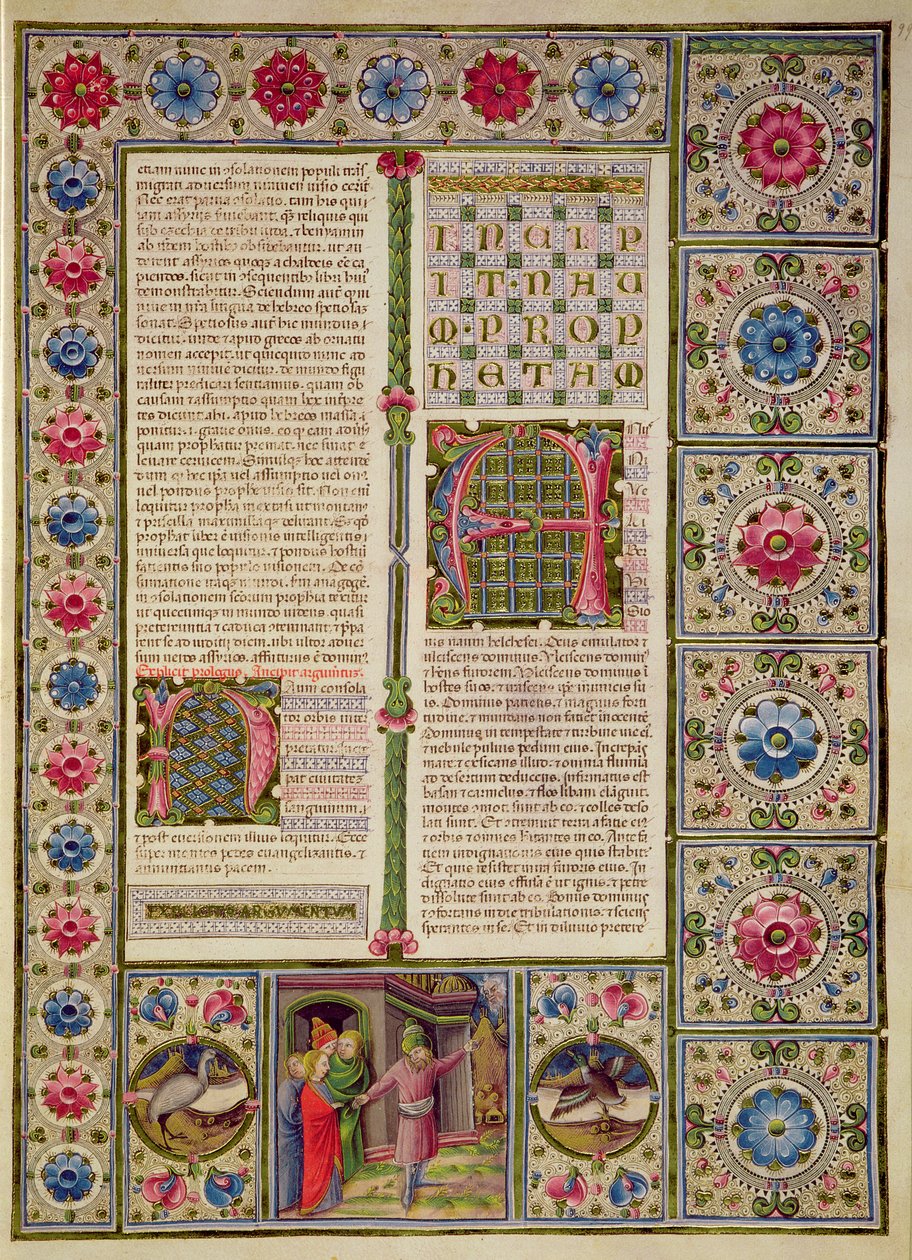 Fol.99r Otwarcie do Księgi Proroka Nauma, z Biblii Borso d