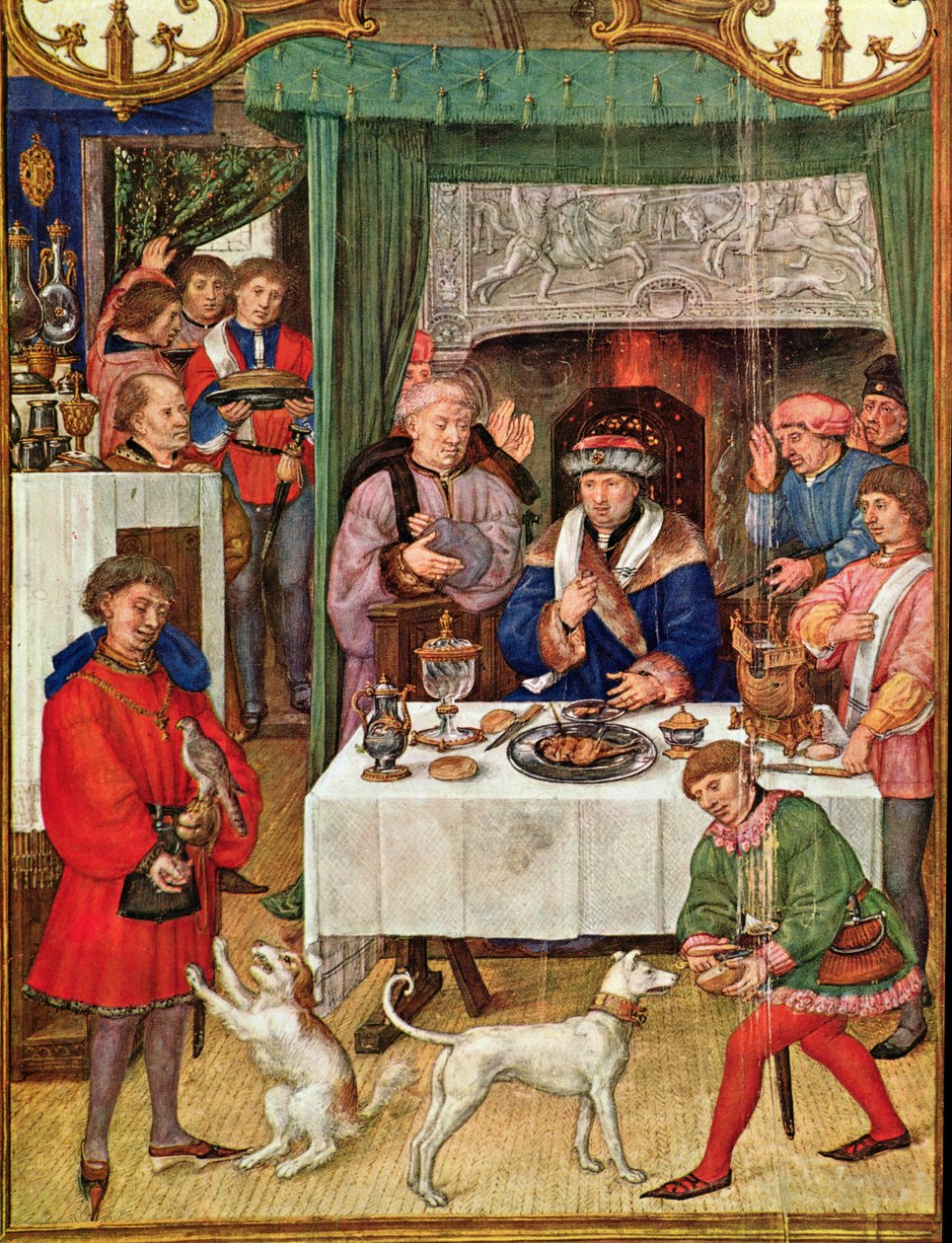 Fol 1v Miesiąc styczeń: Bogaty Lord przy stole, z Breviarium Grimani, ok.1515 autorstwa Italian School