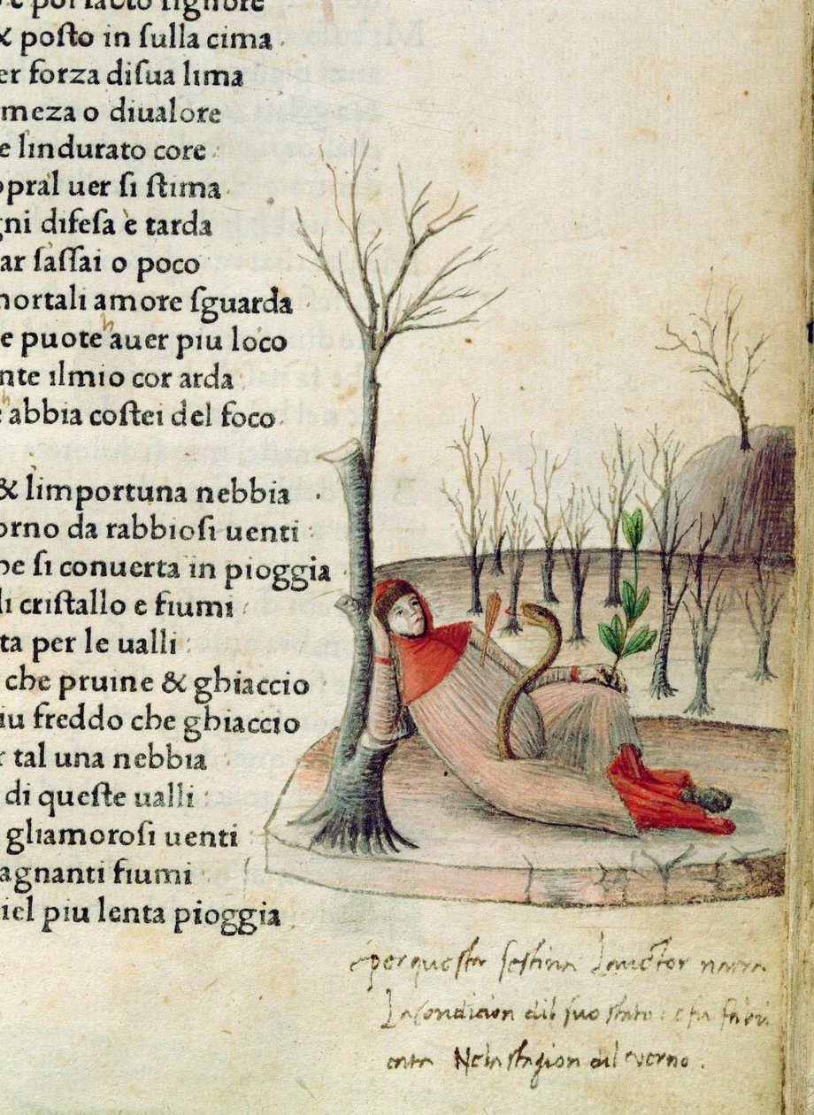 Fol. 52r z „Canzoniere e Trionfi” Petrarki, ok.1470 autorstwa Italian School