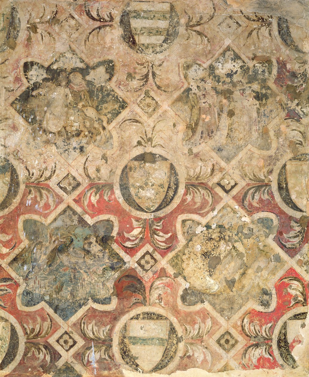 Fragment fresku ozdobionego herbami autorstwa Italian School
