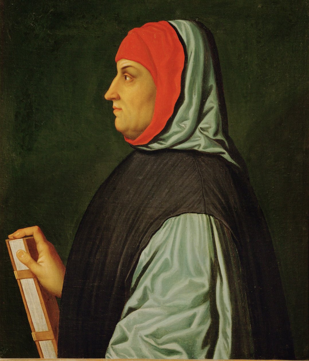 Francesco Petrarca, poeta, pisarz i humanista, który uwiecznił swoją ukochaną Laurę w serii sonetów Il Canzoniere ... autorstwa Italian School