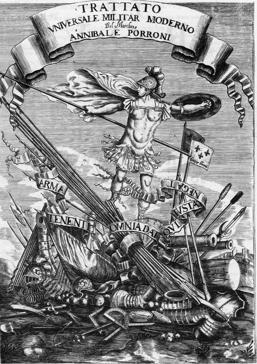 Frontyspicjum „Nowoczesnego Powszechnego Traktatu Wojskowego” ”(Nowoczesny Powszechny Traktat Wojskowy) z 1676 r. autorstwa Italian School