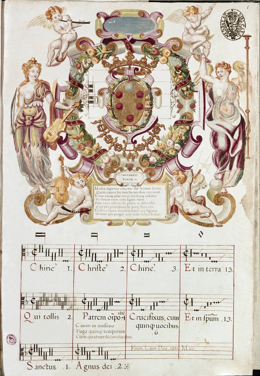 Frontyspicjum z herbem medycznym rozbioru Missa ducalis autorstwa Italian School