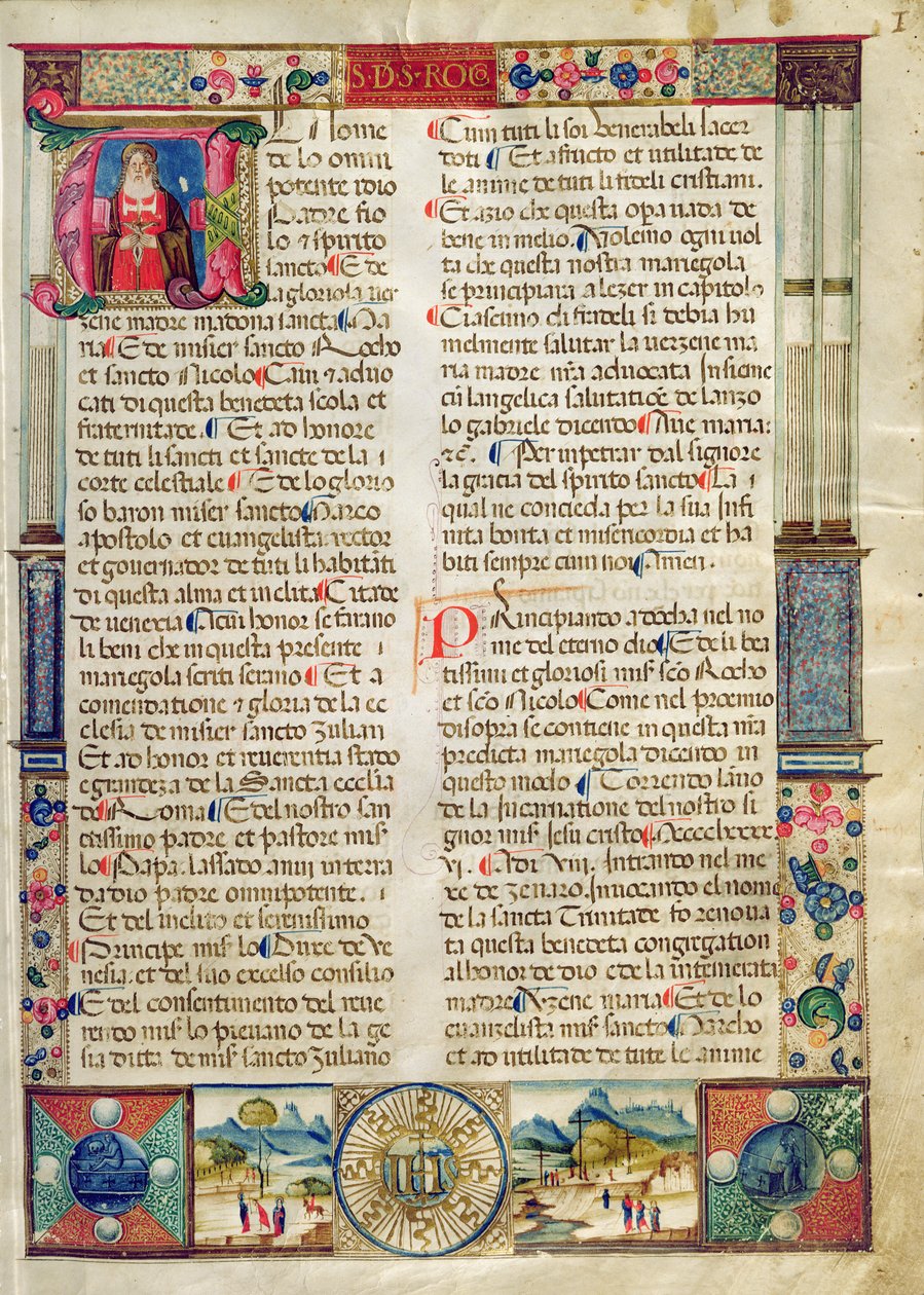 Frontyspis, od Mariegoli świeckiego cechu św. Rocco i św. Mikołaja autorstwa Italian School