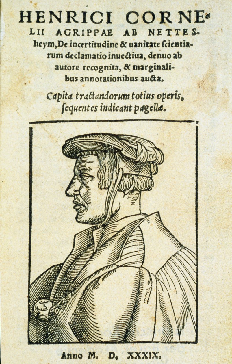Frontyspis De Incertitatem et Vanitate declamato invectiva, Heinrich Cornelius Agrippa, 1539 (druk i drzeworyt na papierze) autorstwa Italian School