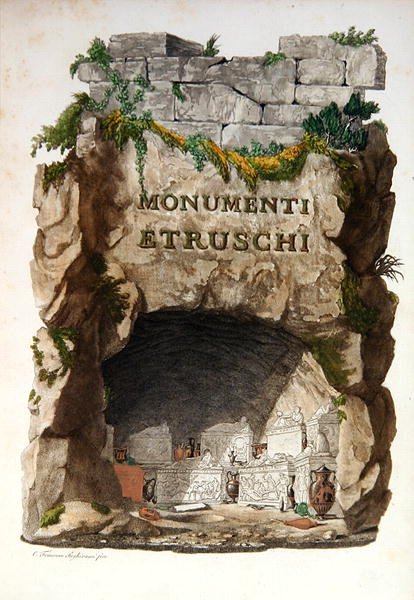 Frontyspis „Zabytków Etrusków” Francesco Inghirami (1772-1846), opublikowany w Fiesole autorstwa Italian School