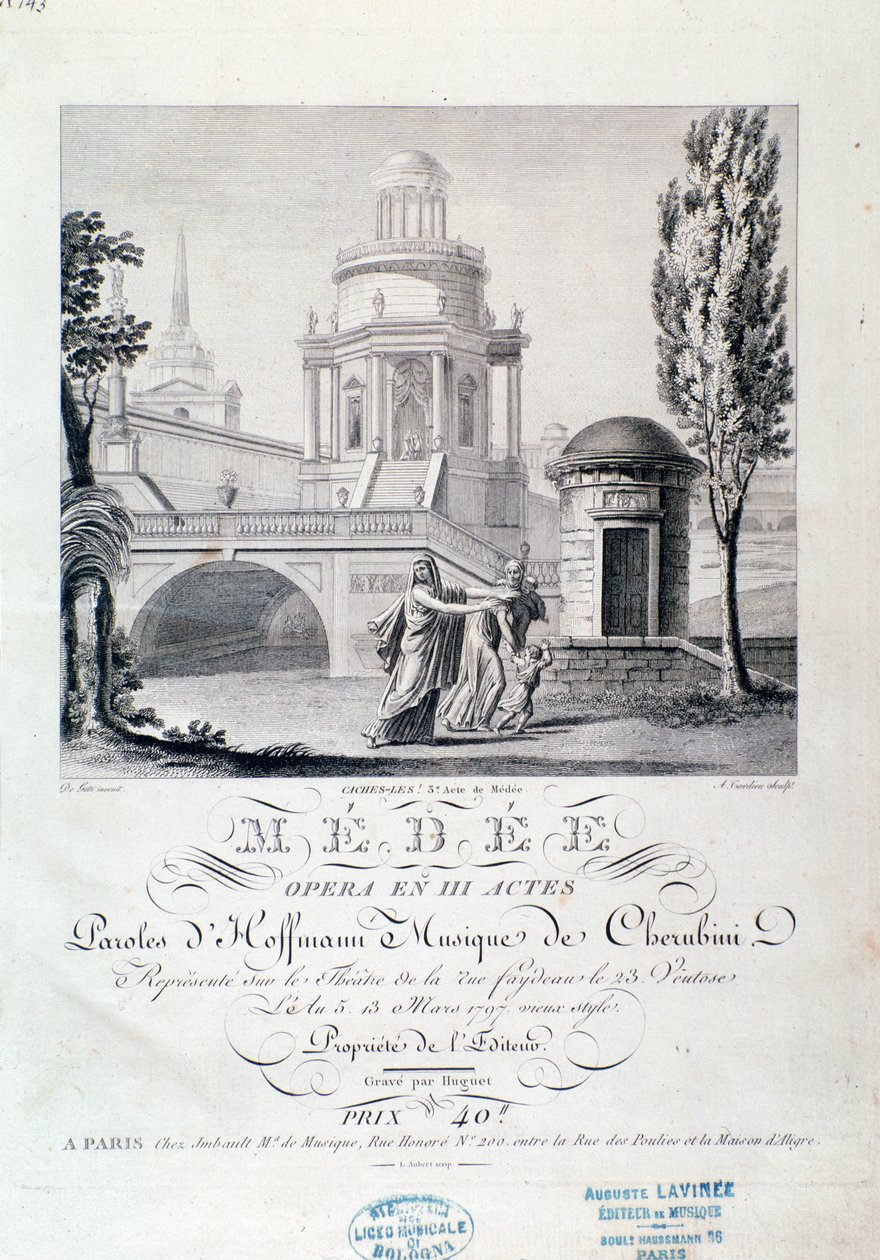 Frontyspis partytury Medei (scena 3), opera Luigiego Cherubiniego autorstwa Italian School
