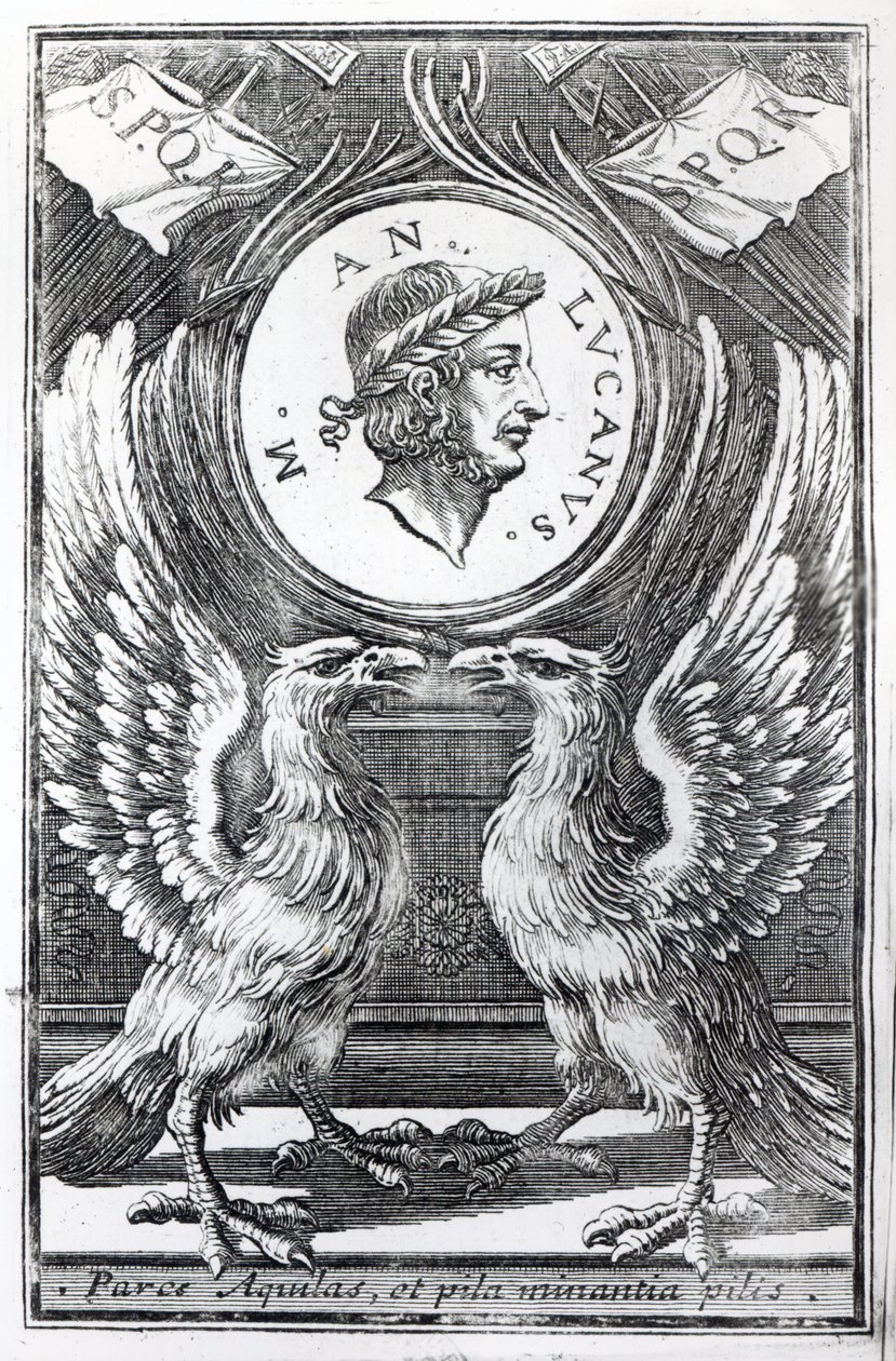 Frontispiece to Lucans Pharsalia Marcus Annaeus Lucanus, wydanie opublikowane w 1663 r. autorstwa Italian School