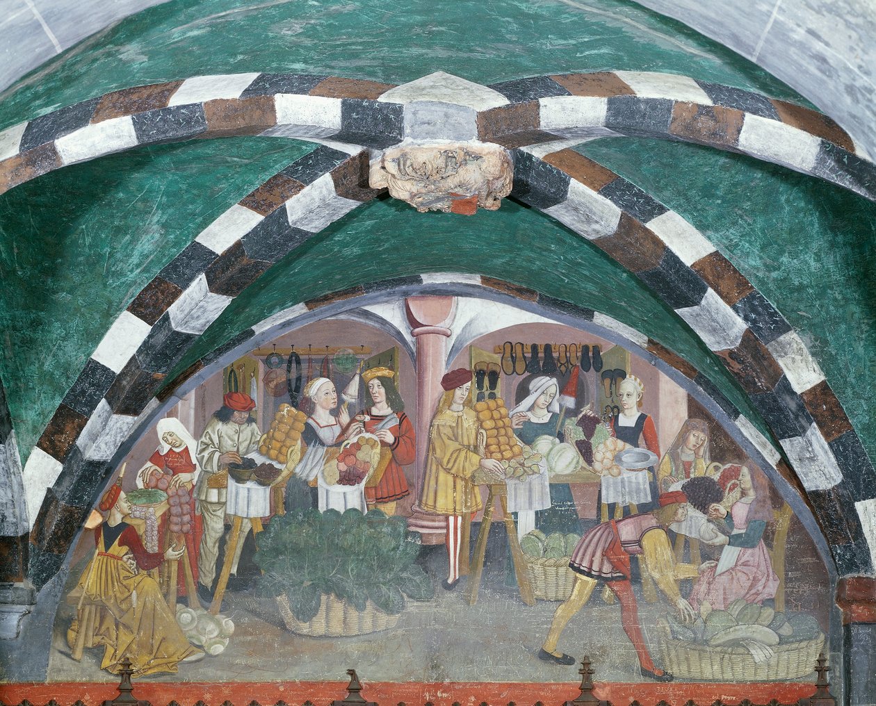 Rynek owoców i warzyw, ok. 1500 r. (fresk) autorstwa Italian School