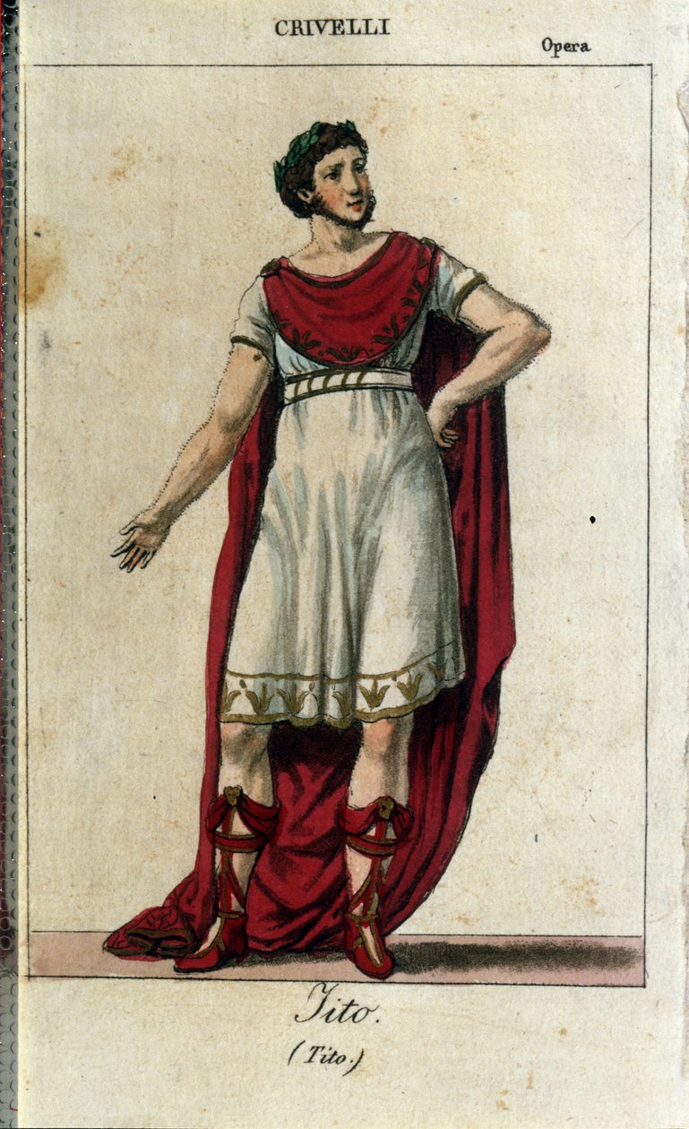 Gaetano Crivelli (1768-1836) w roli Tito w „La Clemence de Tito” Wolfganga Amadeusza Mozarta (1756-1791) reprezentowanej w mediolańskiej La Scali w 1819 autorstwa Italian School