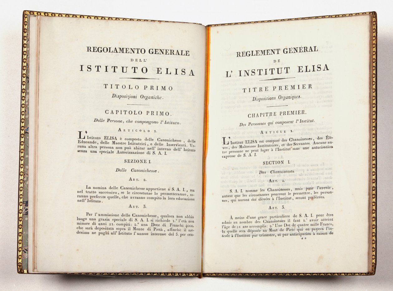 Regulamin Ogólny Instituto Elisa w Lukce, wydany w Lukce, 14 lipca 1811 r. (druk) autorstwa Italian School