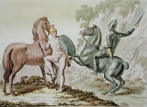 Kawaleria grecka, płyta 44 z „Le Costume Ancien et Moderne” Julesa Ferrario, wydana ok. 1820-30 (kolor lito) autorstwa Italian School