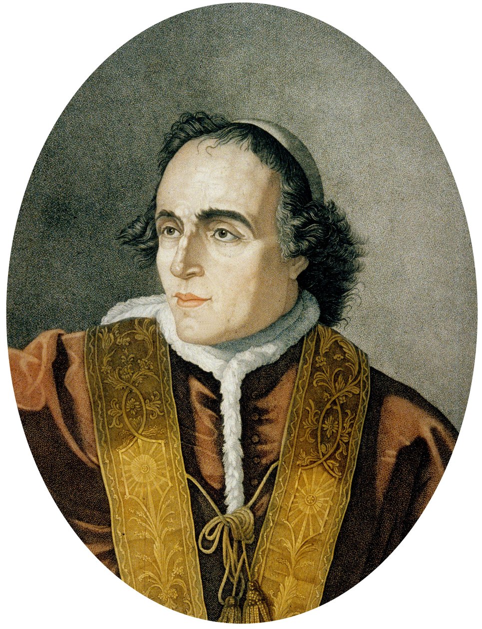 Gregorio Luigi Barnaba Chiaramonti, papież Pius VII (kolorowy grawerunek) autorstwa Italian School