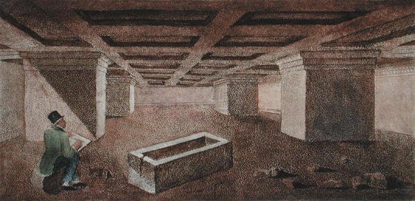 Grotta del Cardinale, ilustracja z „Zabytków etruskich” Francesco Inghirami (1772-1846), opublikowana w Fiesole autorstwa Italian School