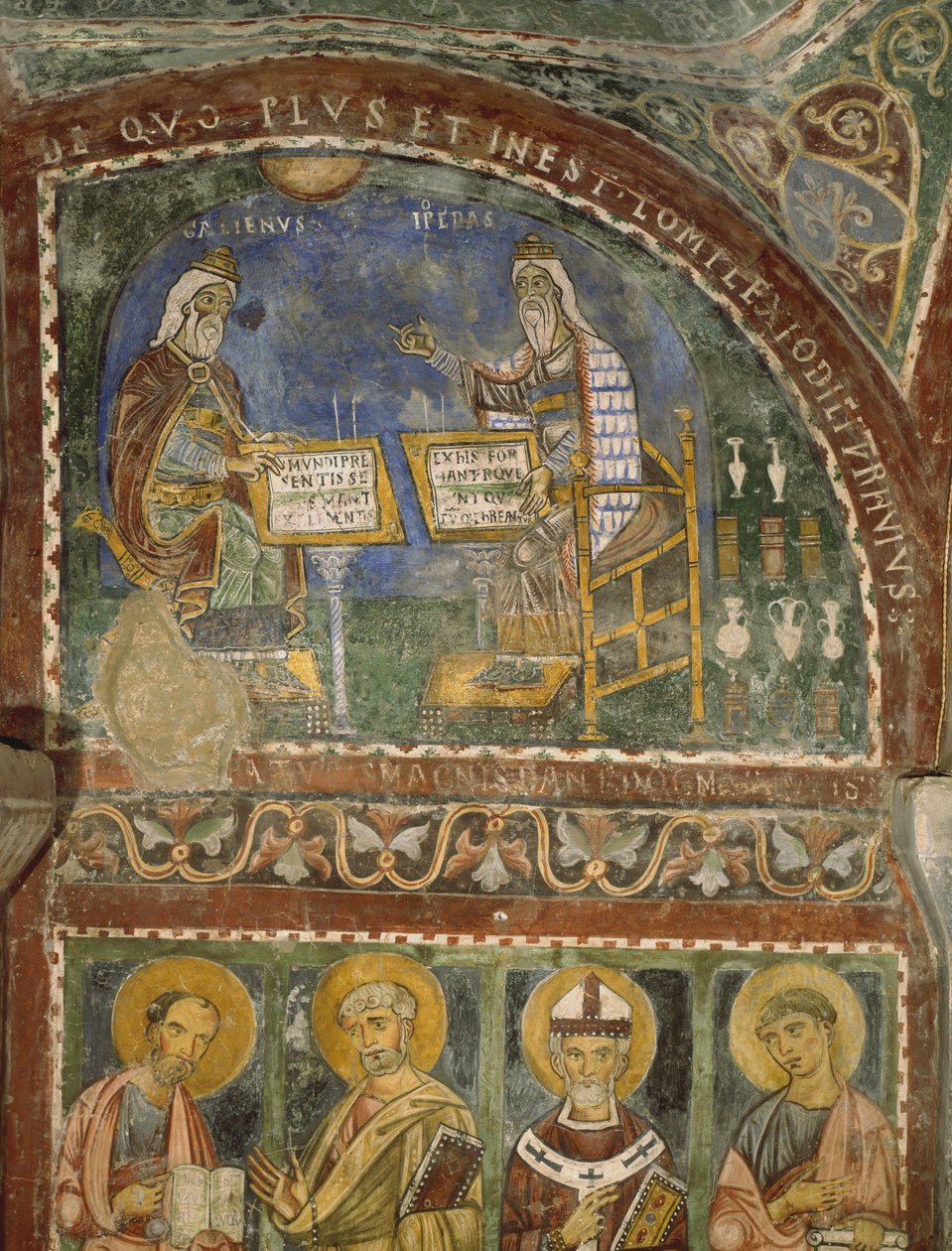 Hipokrates i Galen, krypta katedry w Anagni autorstwa Italian School