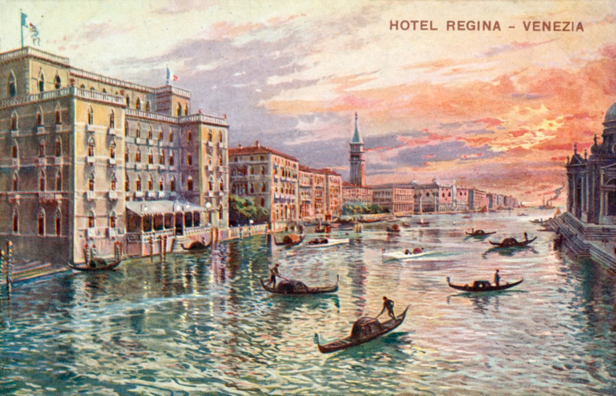 Hotel Regina, Wenecja (kolorowa litografia) autorstwa Italian School