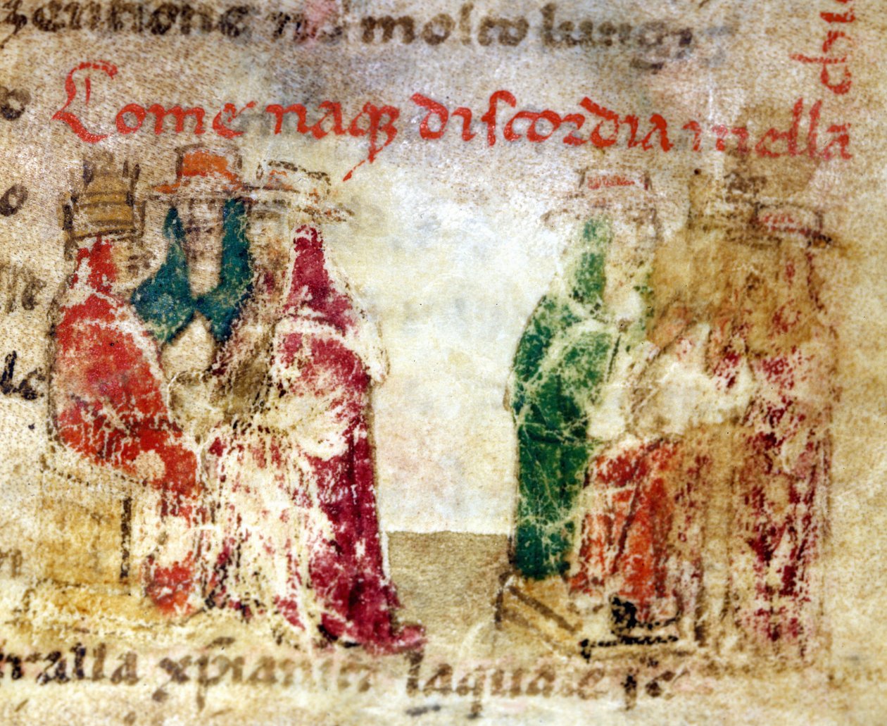 Jak niezgoda narodziła się w Kościele Rzymskim (Schizma) między 1378 a 1417: rękopis z XIV wieku.@- w „”Croniche del Sercambi””. Archiwum Narodowe, Lukka. autorstwa Italian School