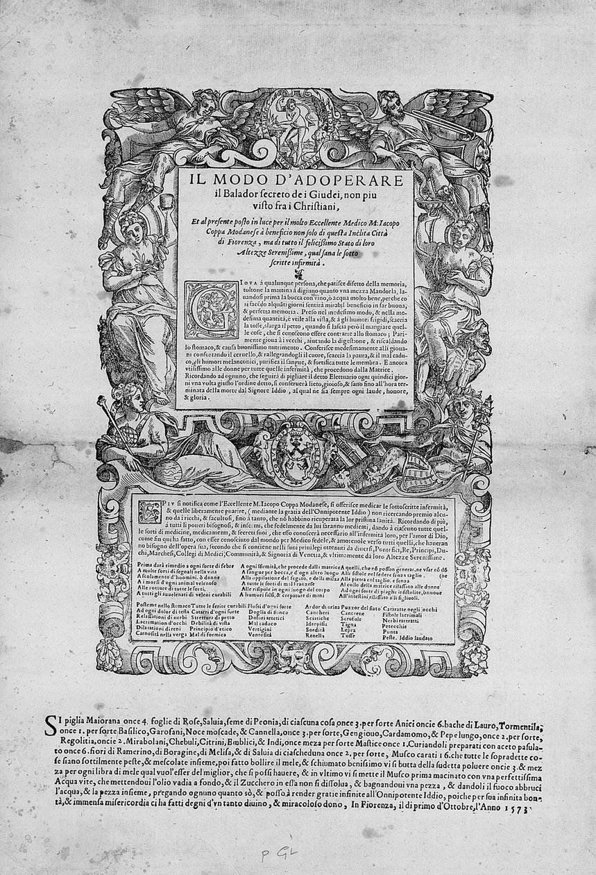 Sposób użycia Balador Secreto dei Giudei — Jacopo Coppa z Modeny, Florencja autorstwa Italian School