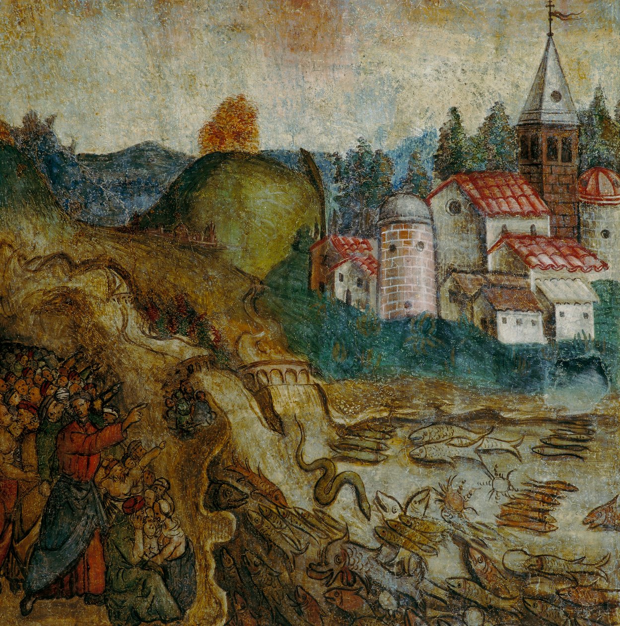 Morze wyschnie, szczegół z Objawienia Jana autorstwa Italian School