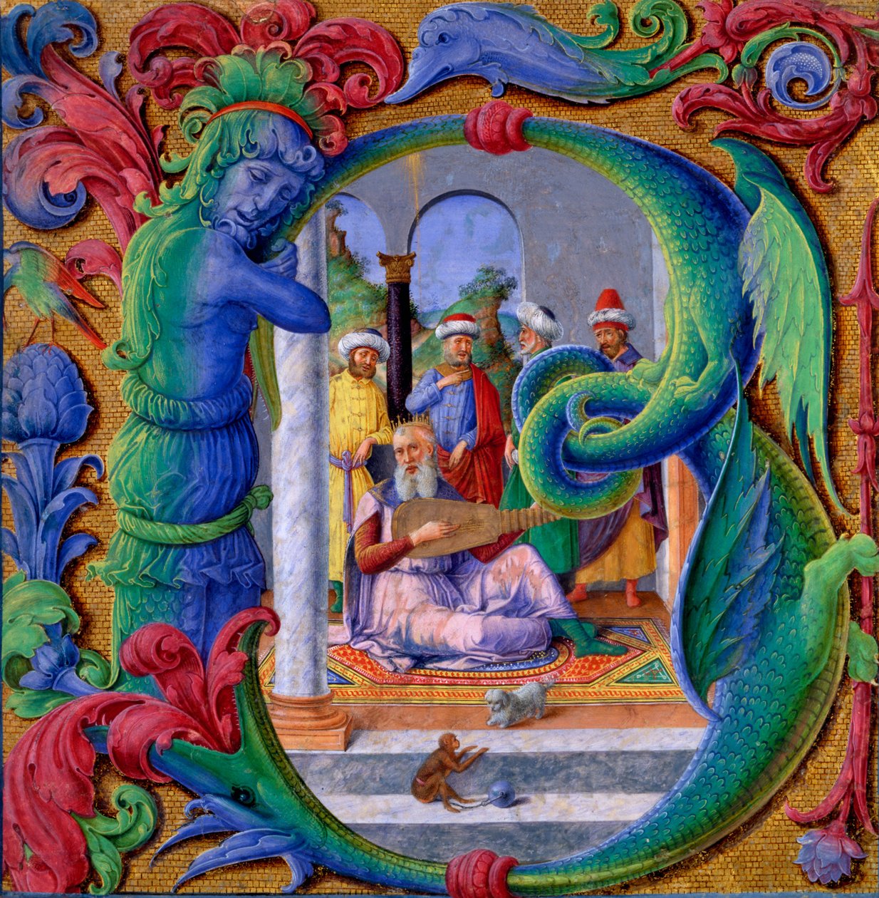 Podświetlany inicjał B (tempera na pergaminie) autorstwa Italian School