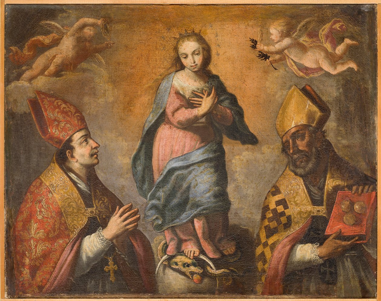 Immaculata między św. Canio (lub św. Augustynem) i św. Mikołajem, pierwsza połowa XVIII wieku (olej na płótnie) autorstwa Italian School