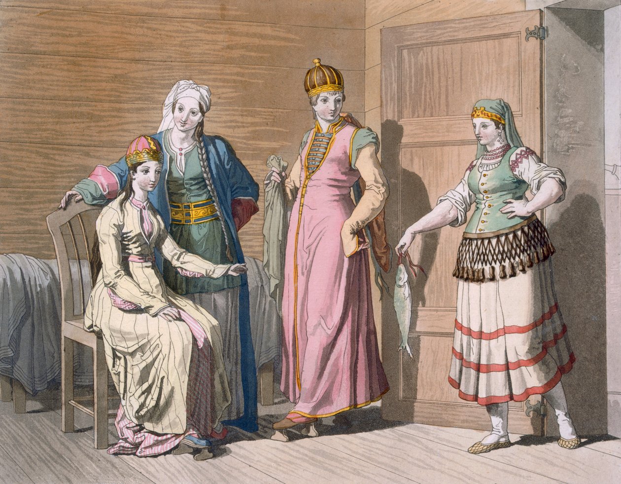 Wnętrze z czerkieskimi kobietami, ok. 1820-30 lat autorstwa Italian School