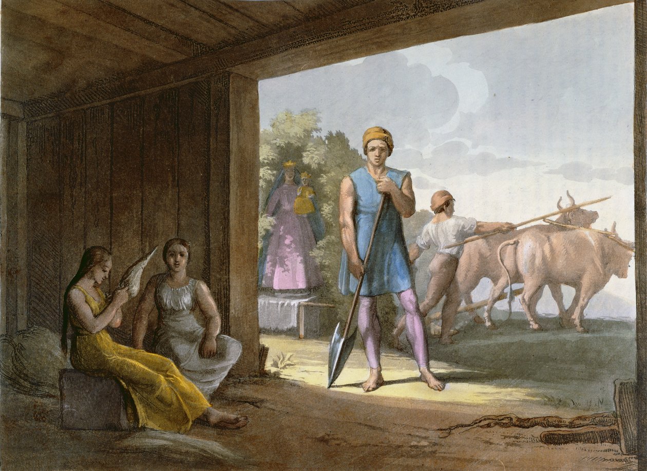 Indianie jezuiccy (prawdopodobnie Indianie Ameryki Południowej nawróceni przez jezuitów) ok. 1820 r autorstwa Italian School
