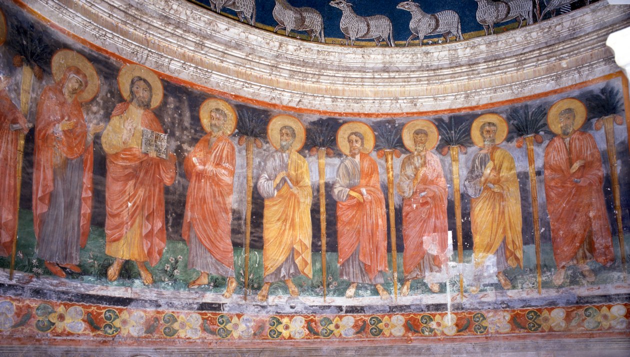 Jezus i Maryja wśród Dwunastu Apostołów autorstwa Italian School